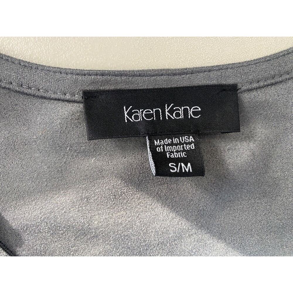 Karen Kane Poncho Womens Small Medium Gray Faux Suede Fringe Western Boho Chic - Picture 7 of 10